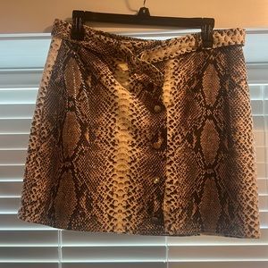 White, tan, brown  snakeskin belt mini skirt